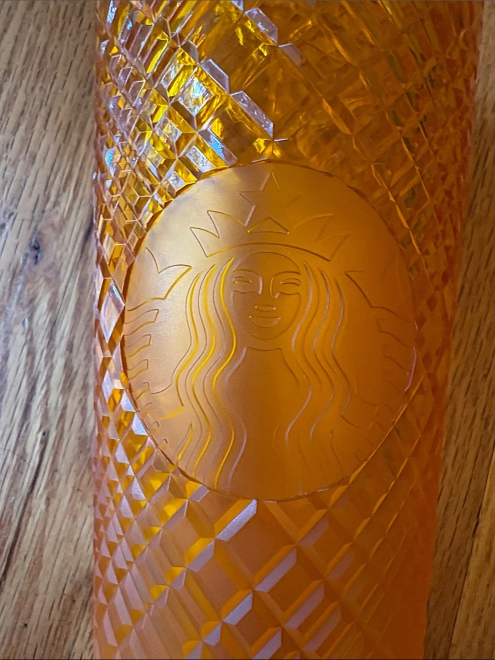 Starbucks Orange Ombre Textured Cold Cup with Yellow Straw